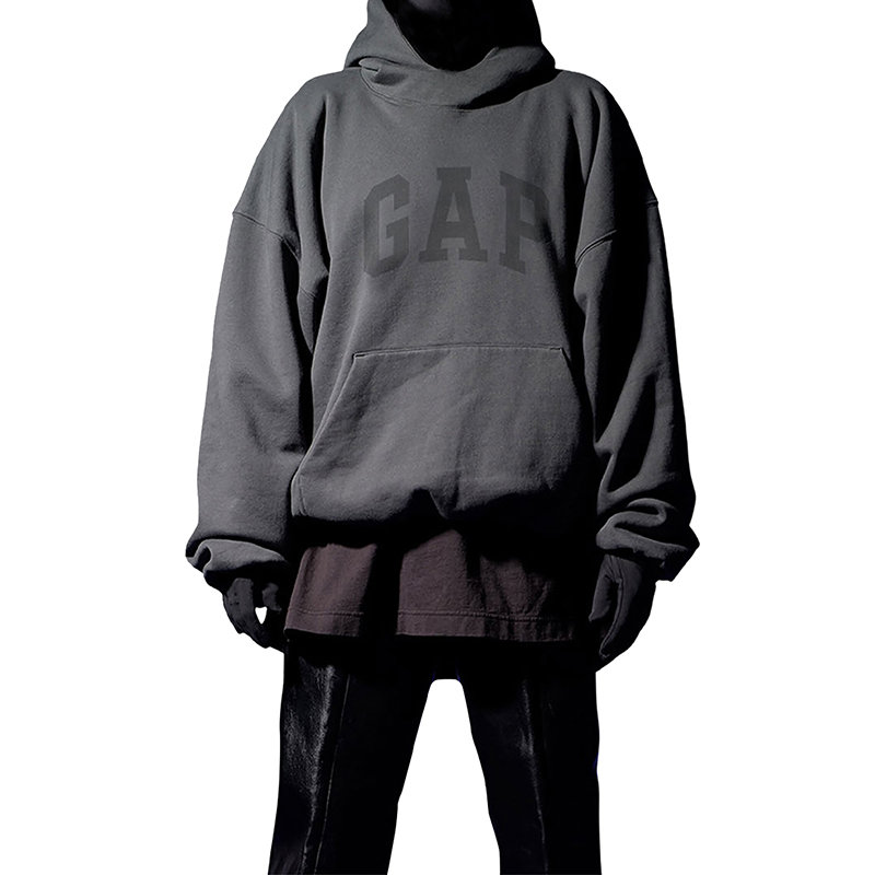 【预售3-7天】Balenciaga/巴黎世家 22年秋冬新款 YEEZY GAP联名系列 男女同款黑色纯棉抓绒面料连帽衫卫衣719602TMVP91000商品第5张图片规格展示