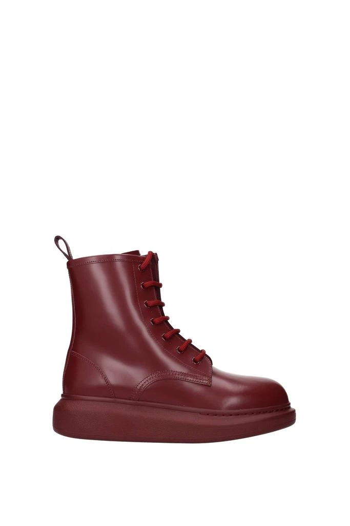 商品Alexander McQueen|Ankle boots Leather Red Bordeaux,价格¥1923,第1张图片