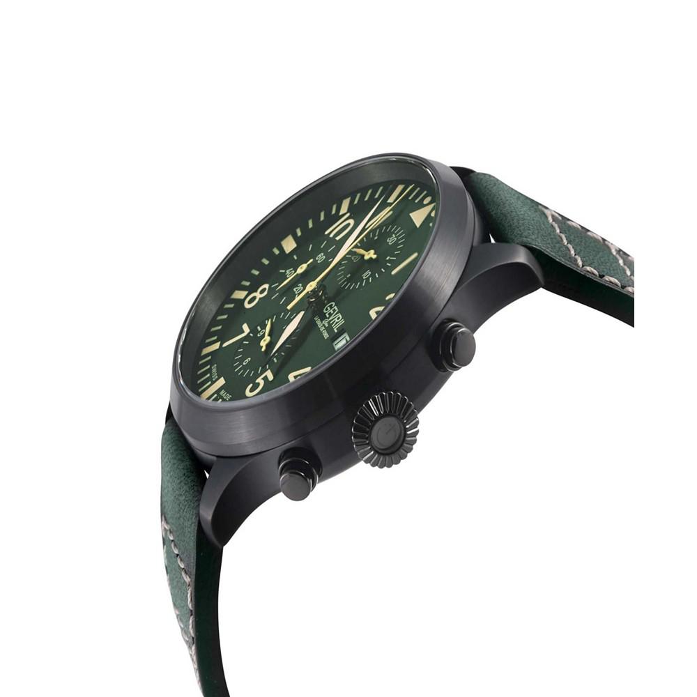Men's Vaughn Swiss Automatic Green Italian Leather Strap Watch商品第3张图片规格展示