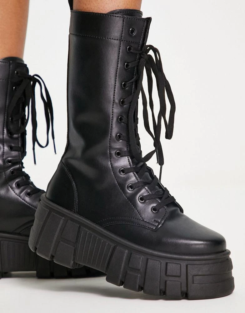 商品ASOS|ASOS DESIGN Athens 3 chunky high lace up boots in black,价格¥282,第2张图片详细描述