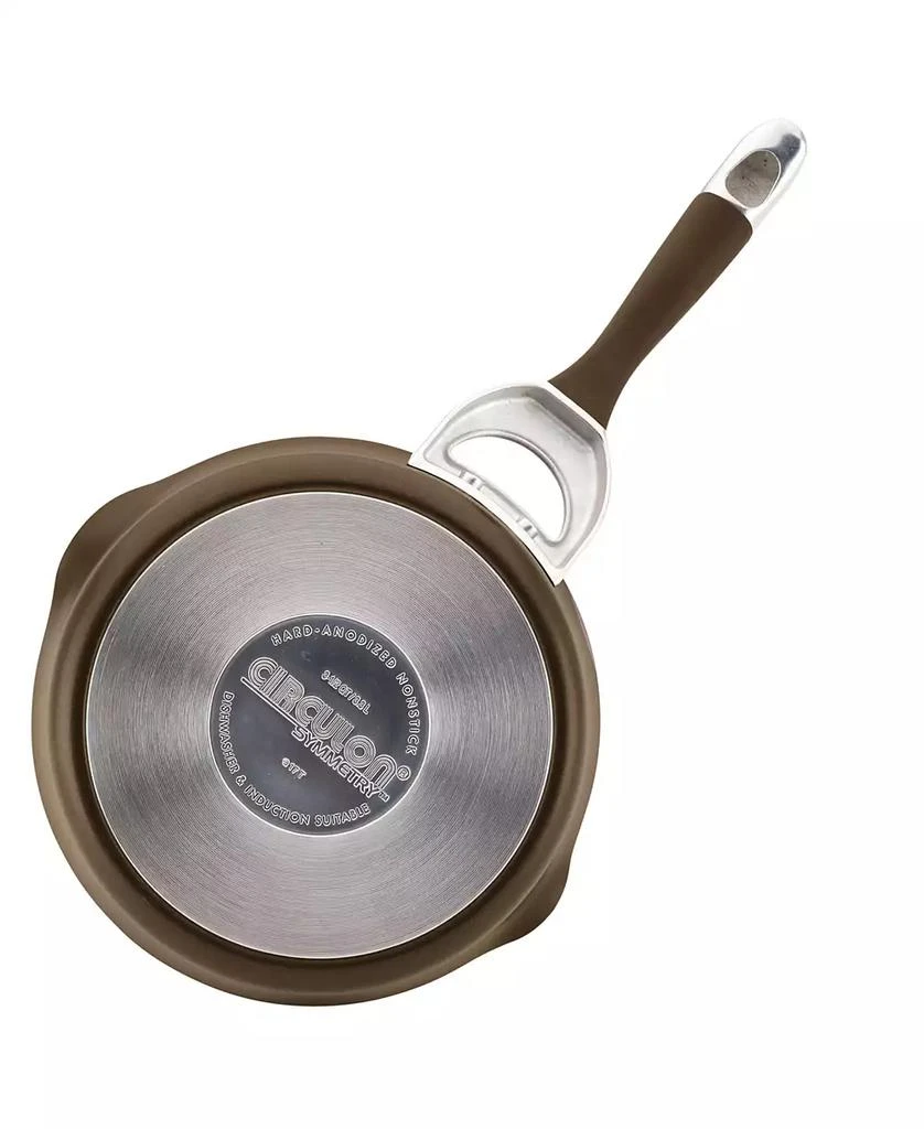 商品Circulon|Symmetry Hard-Anodized Nonstick Induction Straining Sauce Pan with Lid, 3.5-Quart, Chocolate,价格¥526,第3张图片详细描述