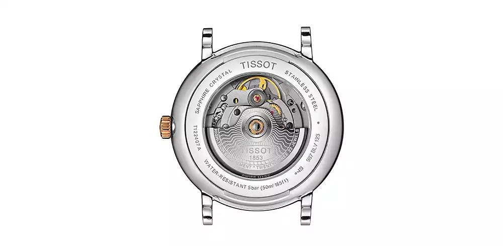 商品Tissot|Men's Swiss Automatic Carson Premium Powermatic 80 Two-Tone Stainless Steel Bracelet Watch 40mm,价格¥5933,第4张图片详细描述