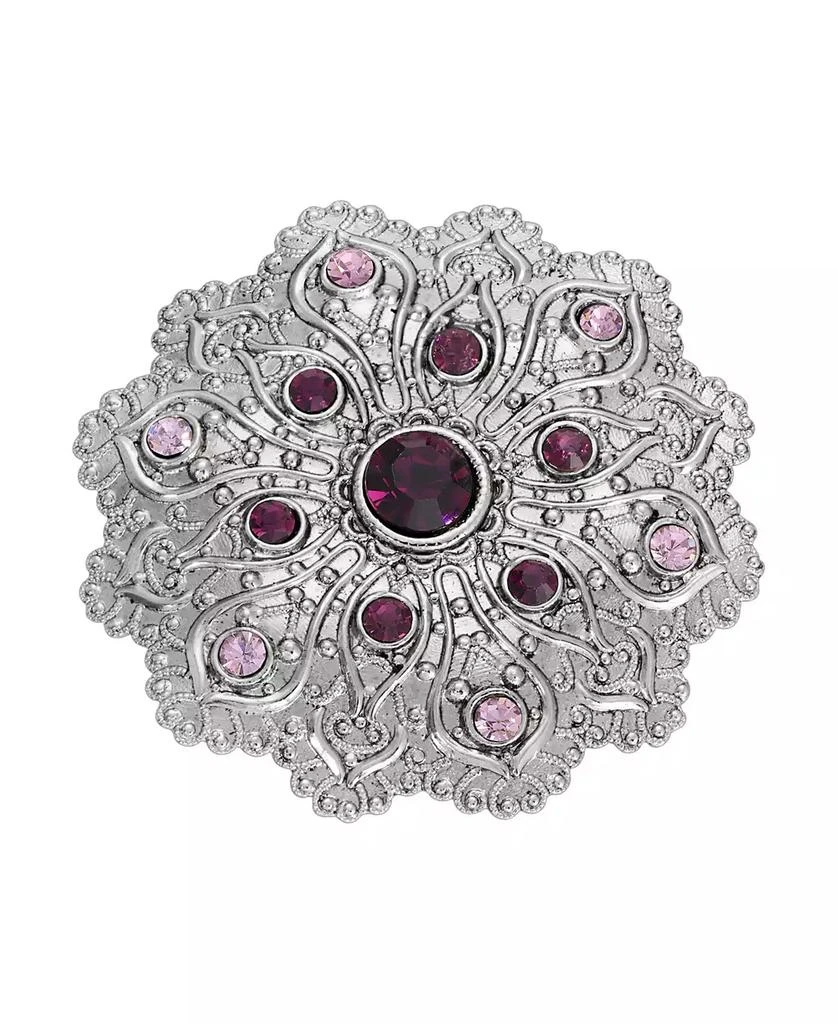 商品2028|Crystal Silver-Tone Flower Brooch,价格¥271,第1张图片