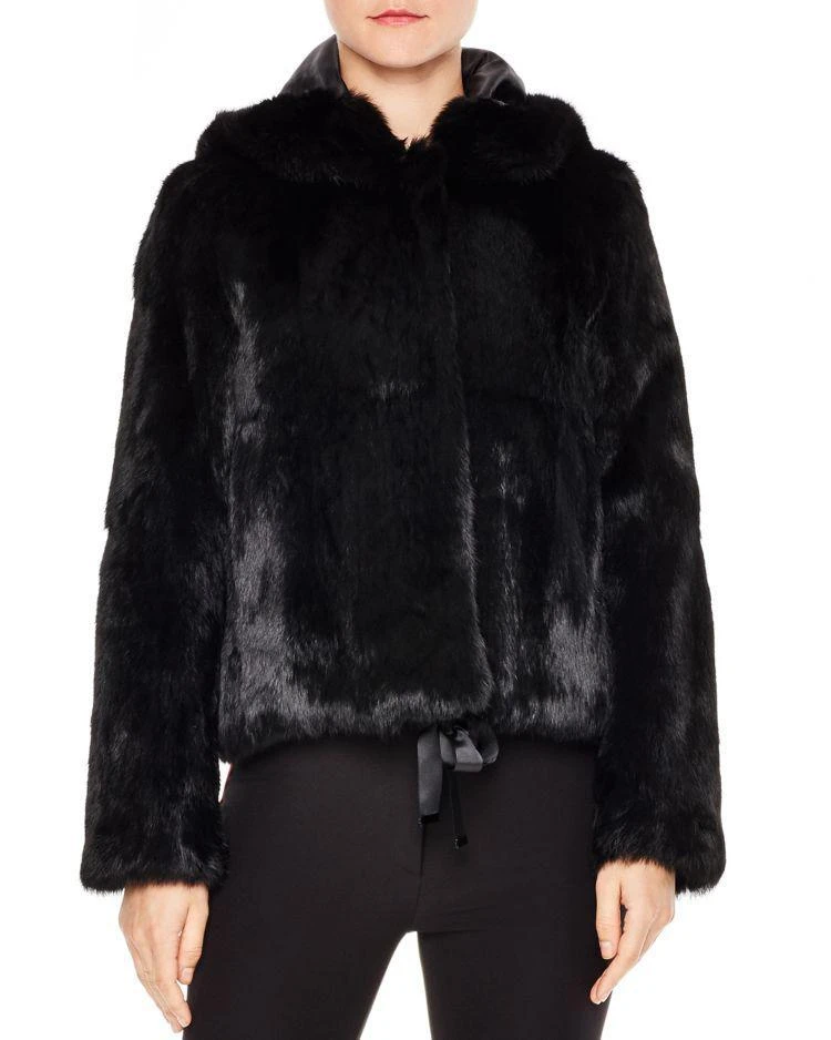 商品Sandro|Varda Tie-Front Real Rabbit Fur Jacket,价格¥4739,第1张图片