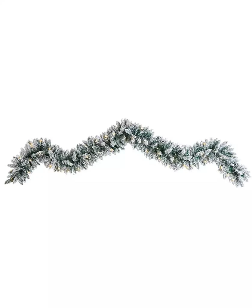 商品NEARLY NATURAL|Flocked Artificial Christmas Garland with 50 Warm LED Lights, 9',价格¥254,第1张图片