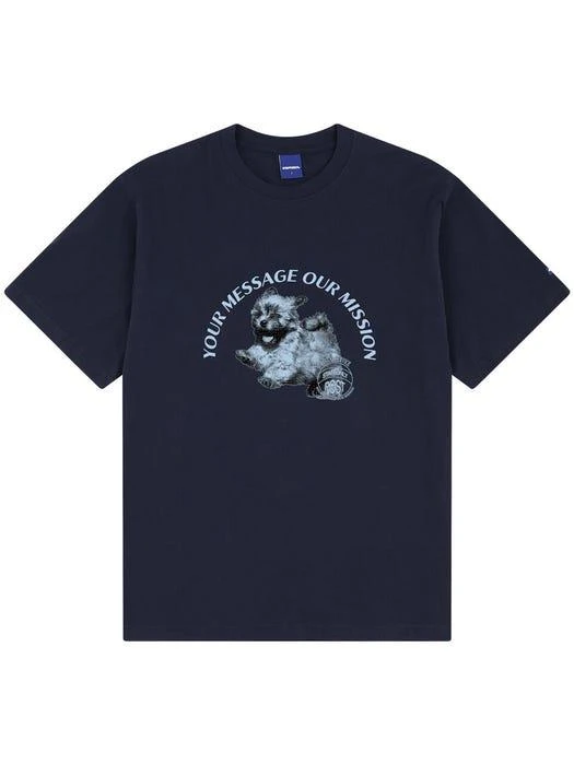 商品STAFFONLY|Puppy Stamp Short Sleeve Shirt _ Navy,价格¥427,第3张图片详细描述