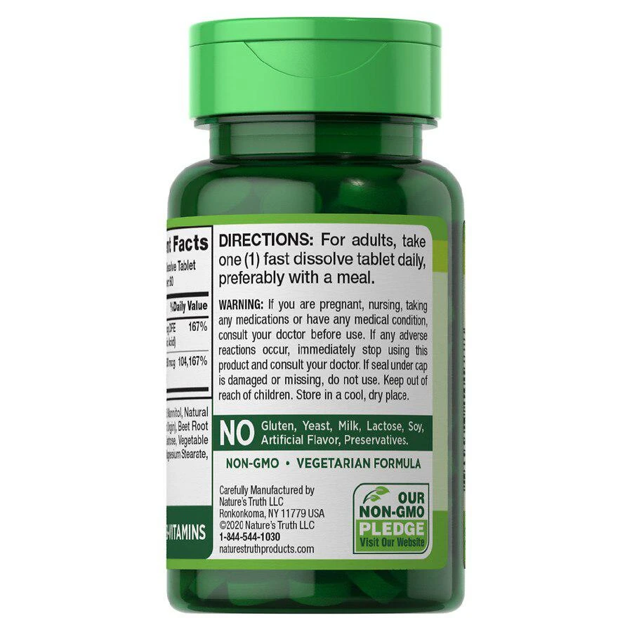 商品Nature's Truth|Vitamin B-12 Plus Folic Acid 2,500 mcg Berry,价格¥101,第2张图片详细描述