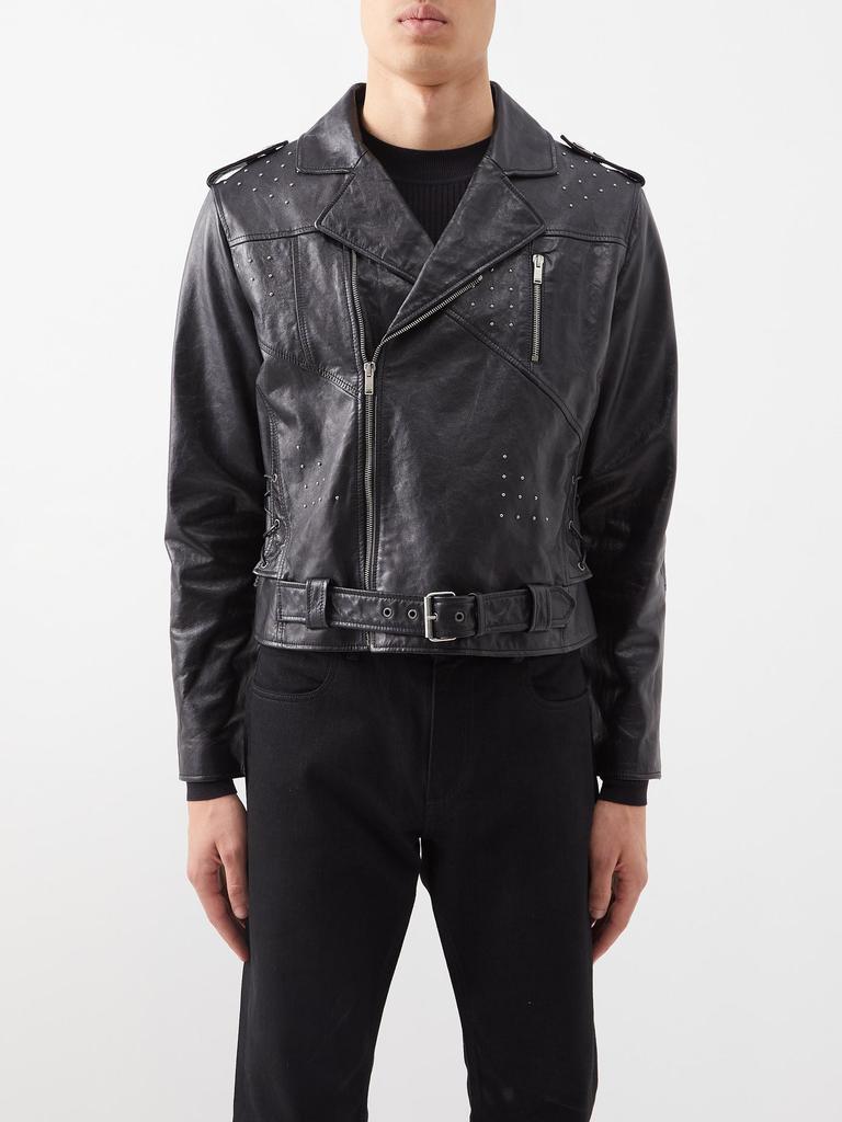 商品Yves Saint Laurent|Studded leather biker jacket,价格¥31273,第1张图片