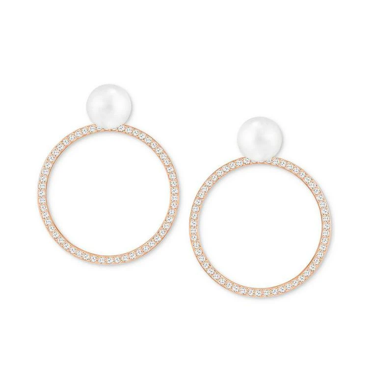 商品Swarovski|Rose Gold-Tone Pavé & Imitation Pearl Drop Hoop Earrings,价格¥592,第1张图片