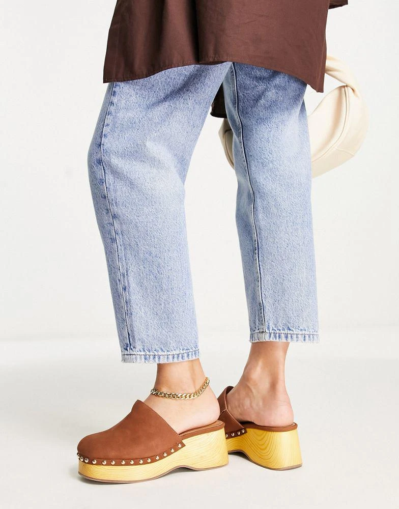 商品ASOS|ASOS DESIGN Salvia flatform clog mules in tan,价格¥168,第4张图片详细描述