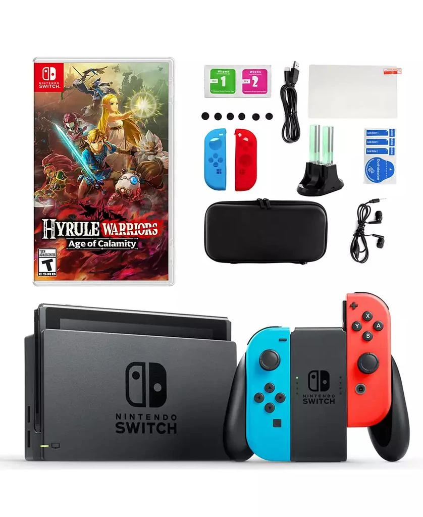 商品Nintendo|Switch in Neon with Hyrule Warriors & Accessory Kit,价格¥3441,第1张图片