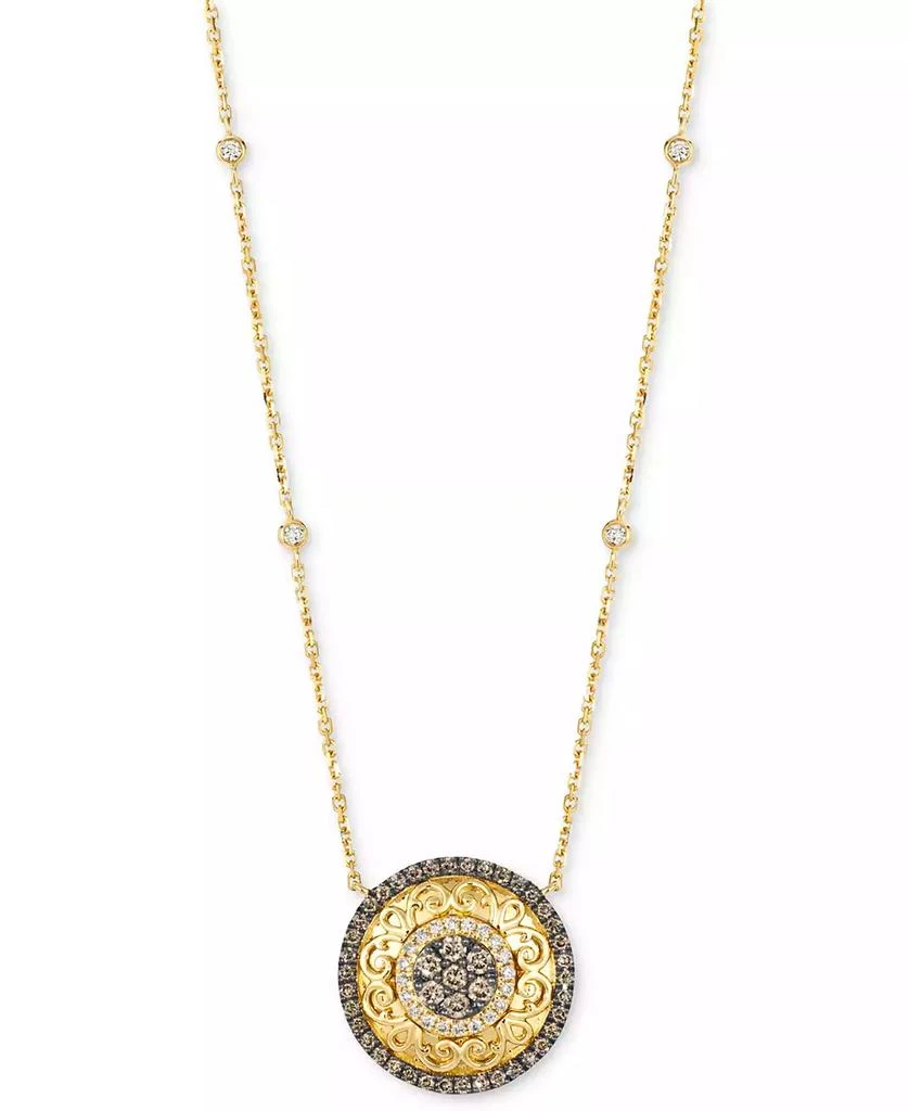 商品Le Vian|Nude Diamond & Chocolate Diamond Filigree Pendant Necklace (3/4 ct. t.w.) in 14k Honey Gold,价格¥14134,第1张图片