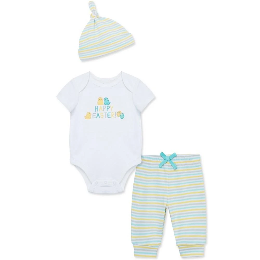 商品Little Me|Baby Boys and Baby Girls Easter Bodysuit, Pants, and Hat Set,价格¥63,第1张图片