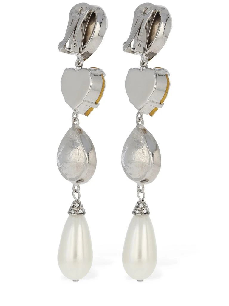 商品Alessandra Rich|Crystal Earrings W/ Faux Pearl Pendants,价格¥905,第3张图片详细描述