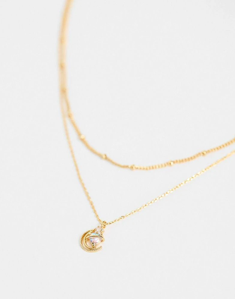 商品Girls Crew|Girls Crew Luna Love 18k gold plated moon layered necklace,价格¥321,第4张图片详细描述