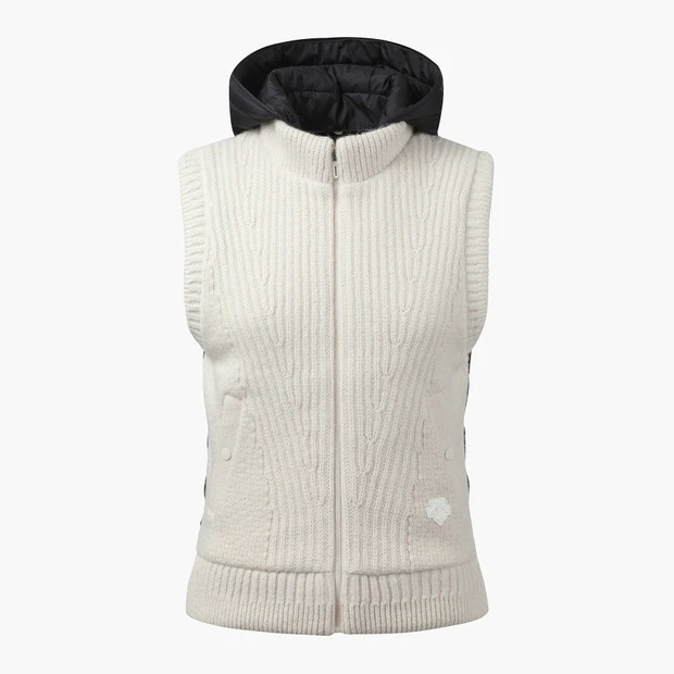 商品【预售商品15天发货】 DESCENTE|高球系列女性针织混合羽绒背心时尚保暖 DO42WFDVO4-IVYG,价格¥1596,第1张图片