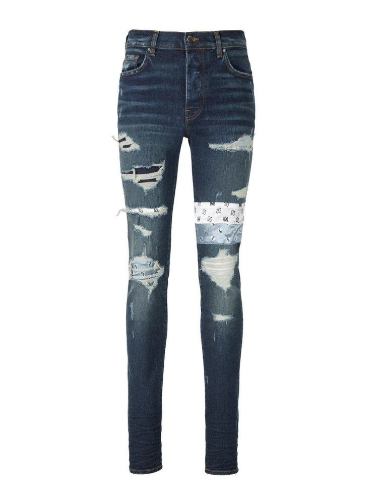 商品AMIRI|Amiri Patchwork Distressed Slim-Fit Jeans,价格¥5696,第1张图片