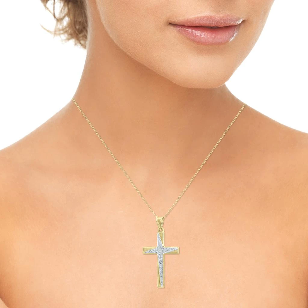 商品Monary|10K Yellow Gold Cross Pendant With Rhodium Polish Accents,价格¥1470,第4张图片详细描述