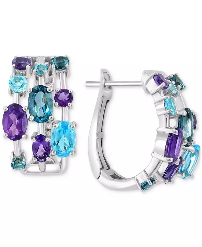 商品Effy|EFFY® Multi Gemstone Leverback Hoop Earrings (4-3/4 ct. t.w.) in Sterling Silver,价格¥1815,第1张图片