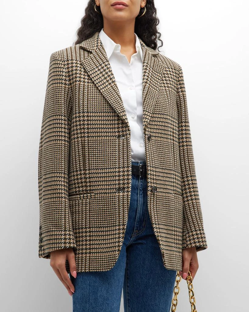 商品Totême|Check Houndstooth Single-Breasted Longline Blazer,价格¥2111,第1张图片