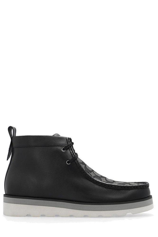 商品Coach|Coach Signature Logo Jacquard Lace-Up Boots,价格¥1916,第1张图片