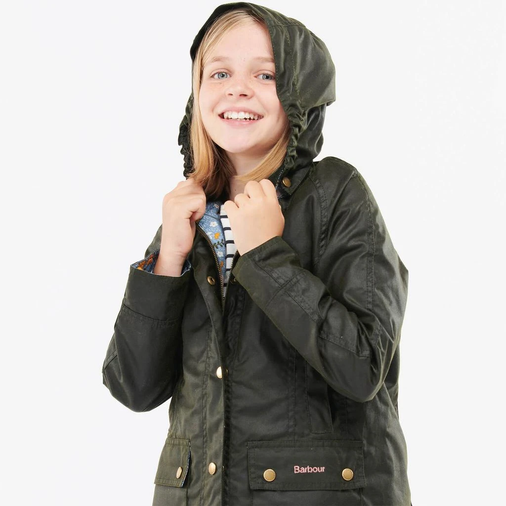 商品Barbour|Barbour Girls' Hooded Beadnall Jacket - Fern/Folky Floral,价格¥642,第1张图片