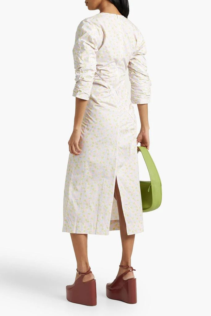 商品Ganni|Pleated crinkled cotton-poplin midi dress,价格¥612,第3张图片详细描述
