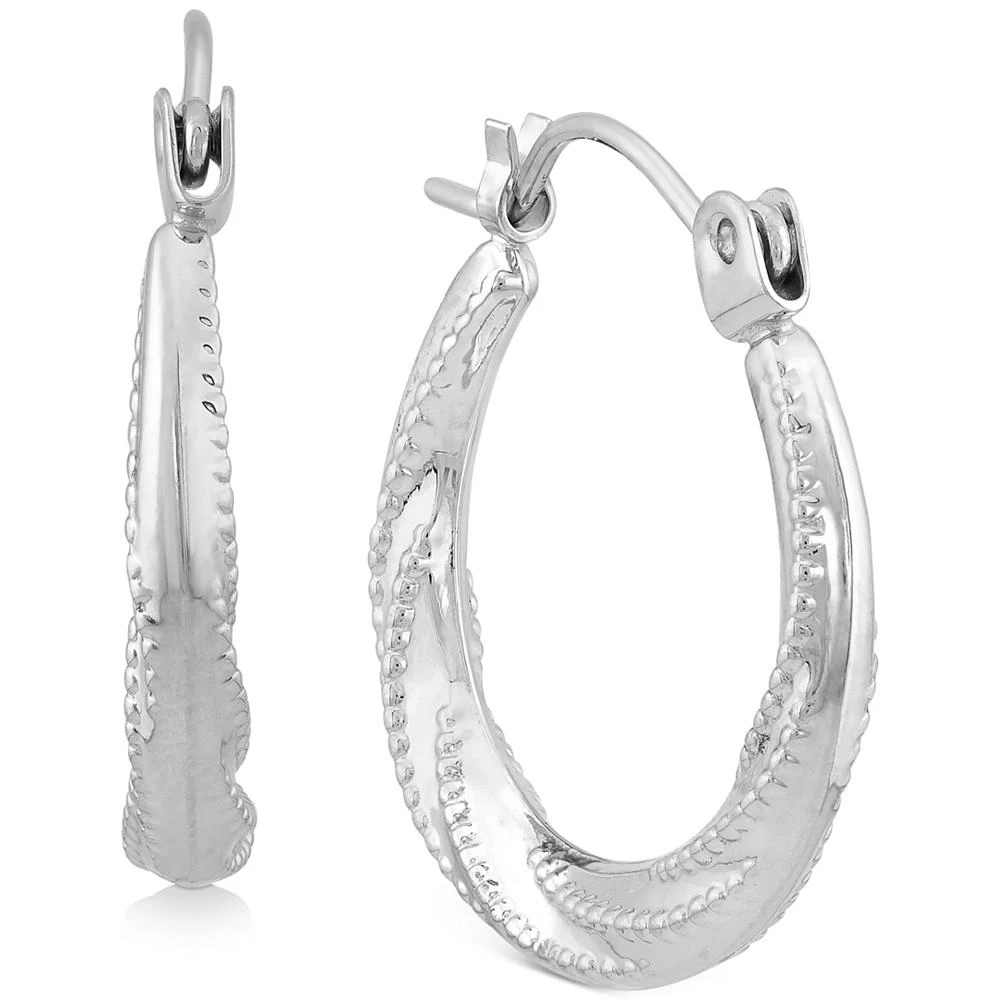 商品Macy's|Swirl Beaded Small Hoop Earrings in 14k White Gold,价格¥2161,第3张图片详细描述