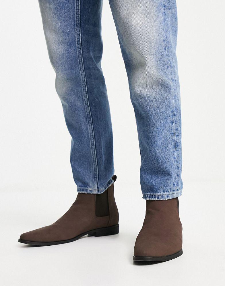 ASOS DESIGN chelsea boots in brown faux suede商品第4张图片规格展示