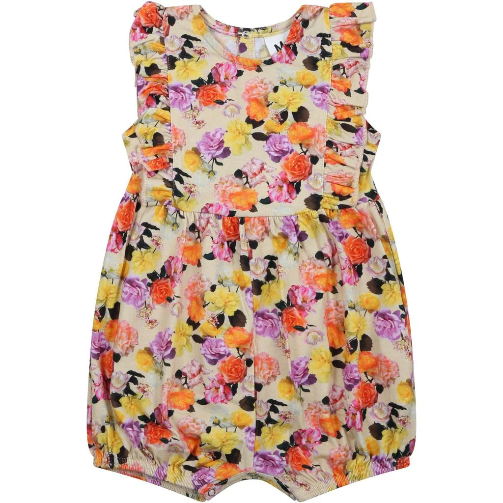 商品MOLO|Molo Yellow Romper For Baby Girl With All-over Roses,价格¥601,第1张图片