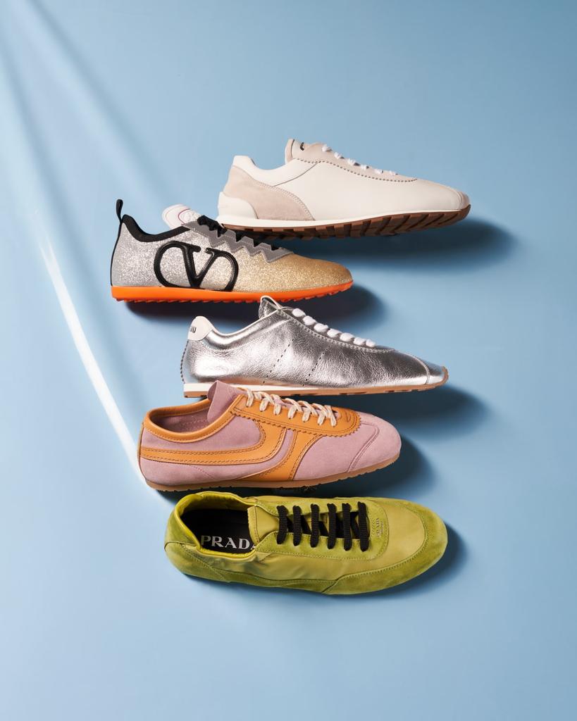 Miu Miu Metallic Leather Retro Runner Sneakers - Casual