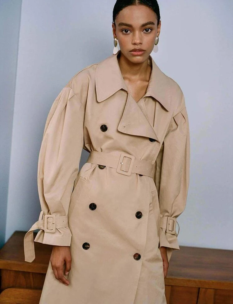 商品Pixie Market|Tan Oversize Belted Trench Coat,价格¥2099,第1张图片