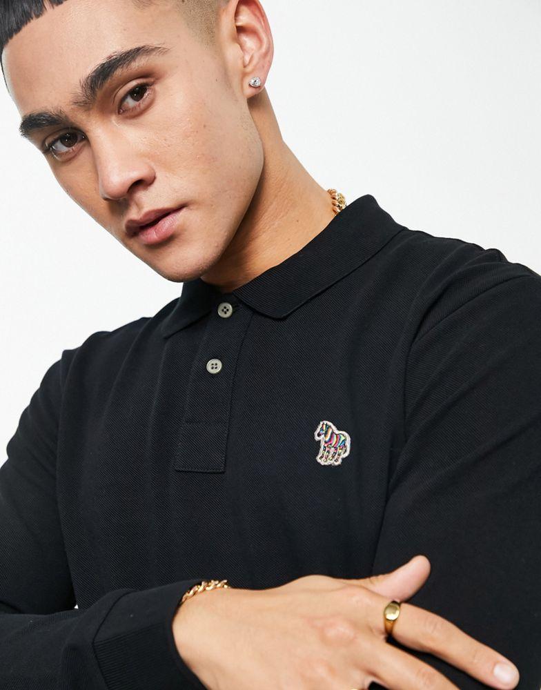 PS Paul Smith regular fit logo long sleeve polo in black商品第3张图片规格展示