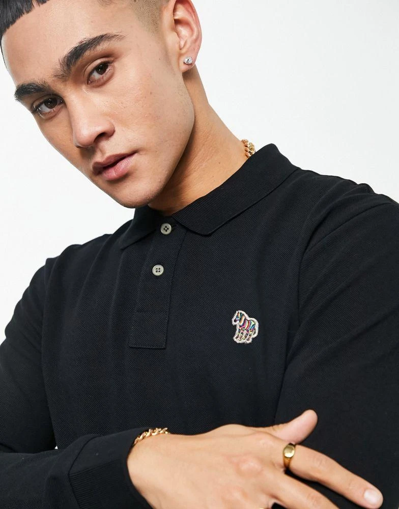 商品Paul Smith|PS Paul Smith regular fit logo long sleeve polo in black,价格¥885,第3张图片详细描述