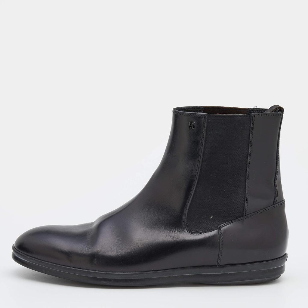 Fendi Black Leather FF Chelsea Boots Size 41.5商品第1张图片规格展示