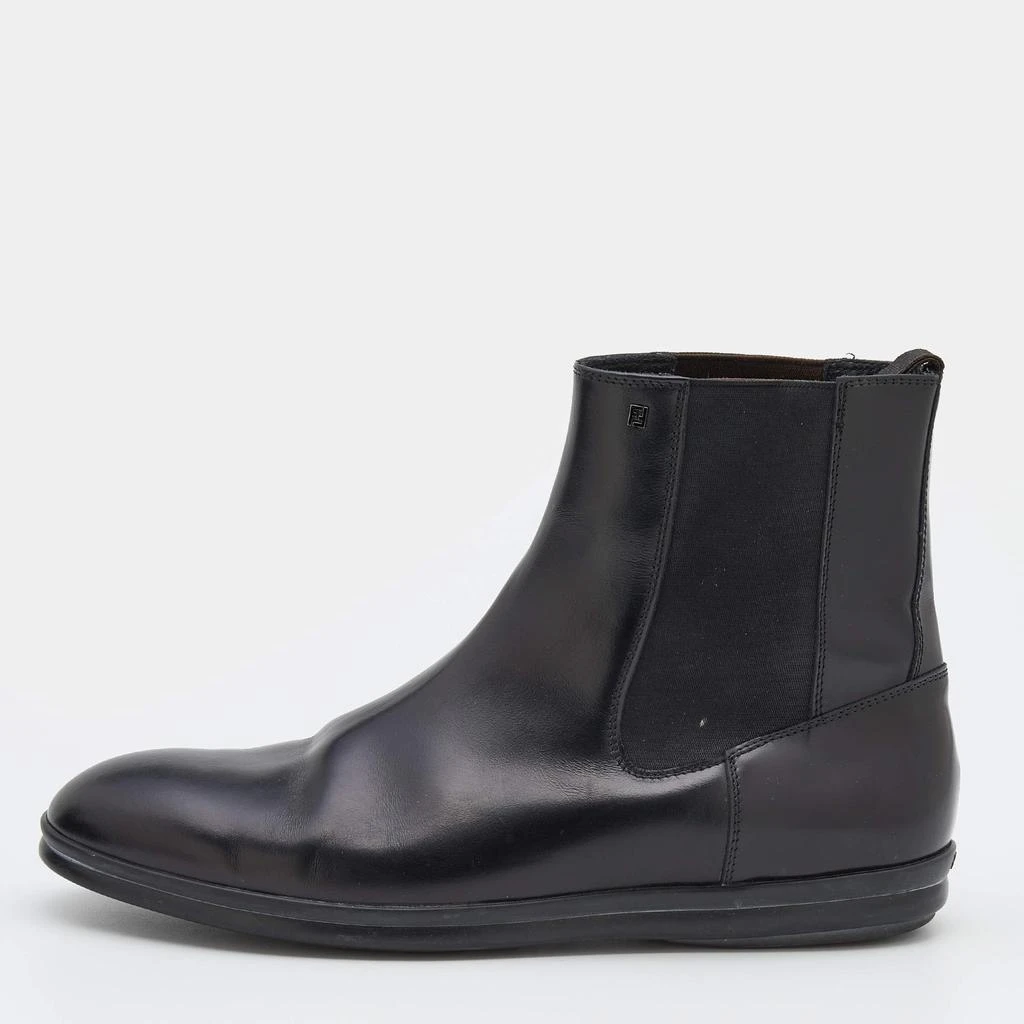 商品[二手商品] Fendi|Fendi Black Leather FF Chelsea Boots Size 41.5,价格¥2279,第1张图片