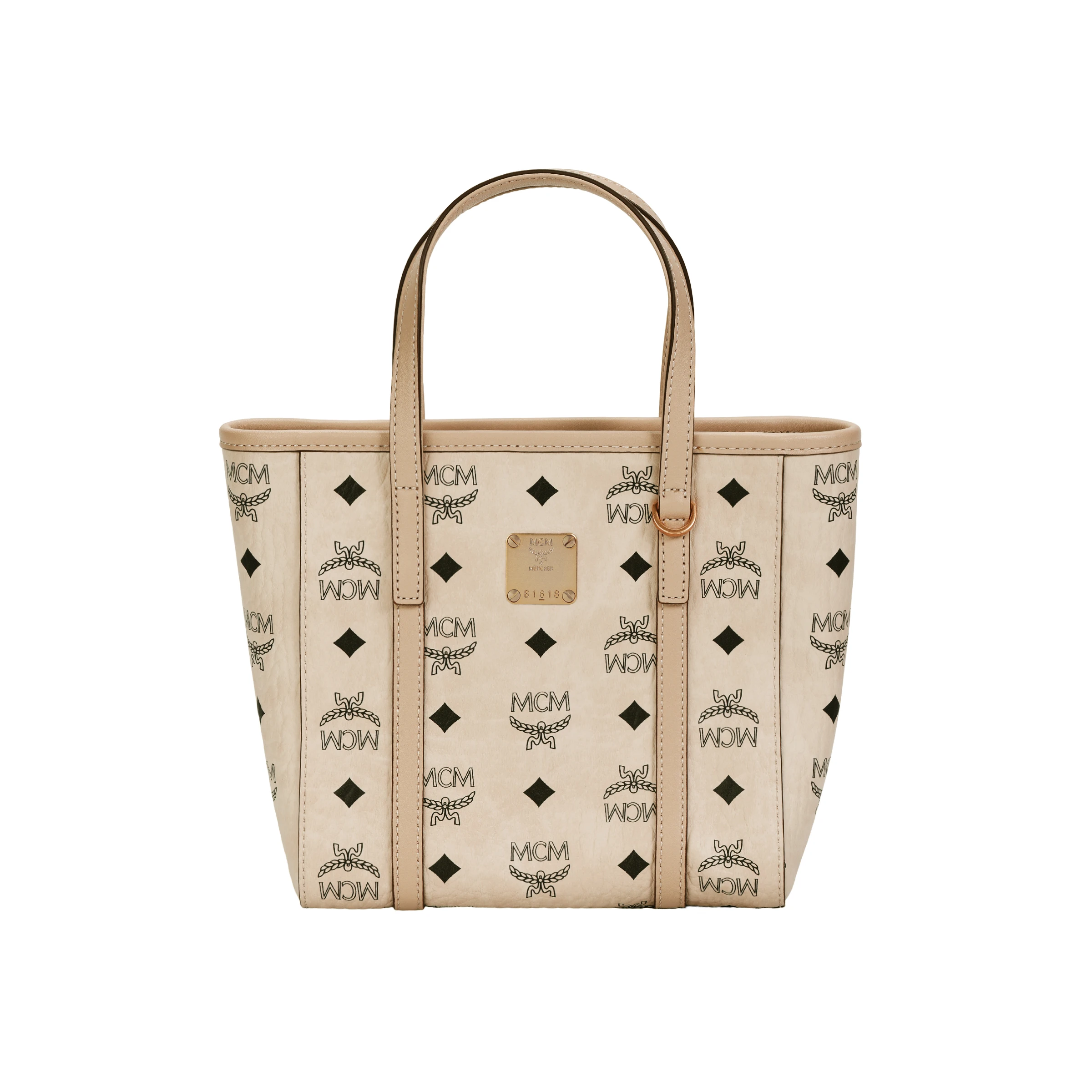 商品[国内直发] MCM|Toni 经典老花满印菜篮子 涂层帆布拼纳帕皮革饰边 托特Tote斜挎购物袋斜挎手提包 常规 男女同款情侣款 米色,价格¥3445,第1张图片