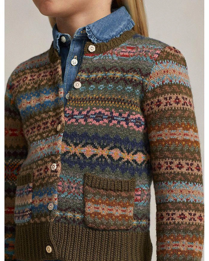 商品Ralph Lauren|Girls' Fair Isle Wool-Blend Cardigan - Little Kid, Big Kid,价格¥748,第3张图片详细描述