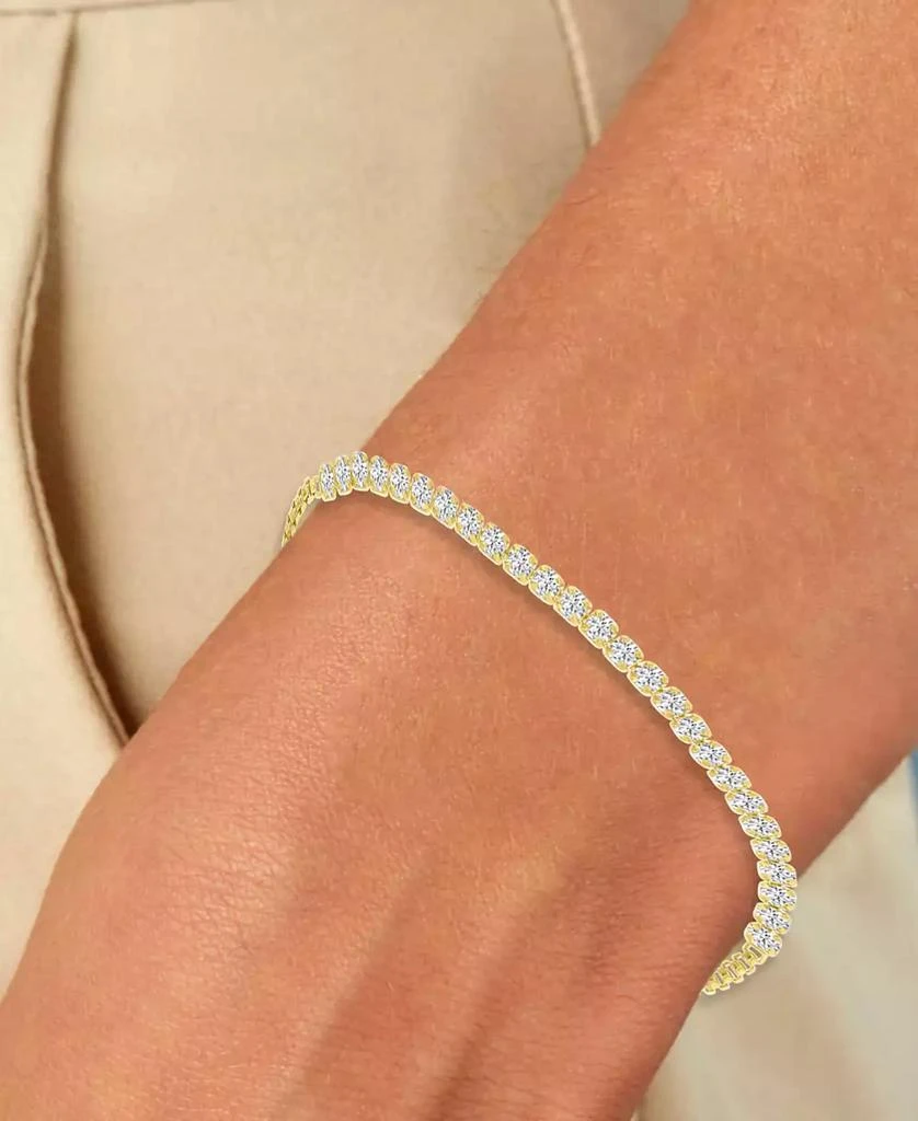 商品Macy's|Cubic Zirconia Box Link Semi Tennis Bracelet in 10k Gold,价格¥2093,第2张图片详细描述