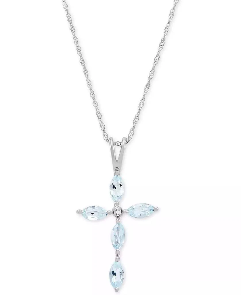 商品Macy's|Gemstone & Diamond Accent Cross 18" Pendant Necklace in 14k White Gold,价格¥2093,第1张图片