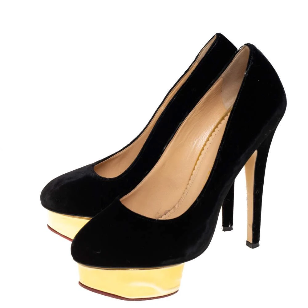 商品[二手商品] Charlotte Olympia|Charlotte Olympia Black Velvet Dolly Pumps Size 38,价格¥1493,第4张图片详细描述