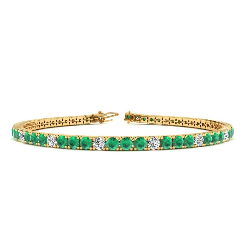 商品SSELECTS|4 3/4 Carat Emerald And Diamond Alternating Tennis Bracelet In 14 Karat Yellow Gold, 9 Inches,价格¥15274,第1张图片