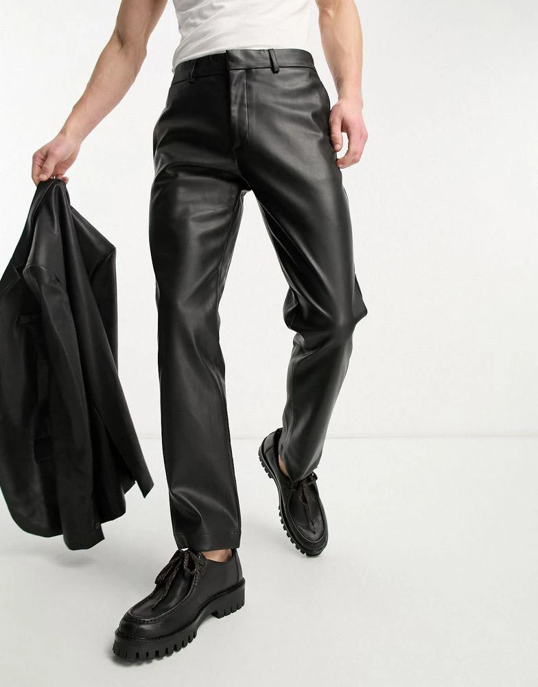 商品River Island|River Island PU suit trousers in black,价格¥370,第1张图片