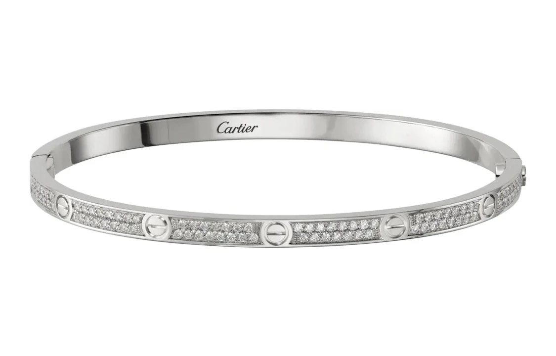 商品[国内直发] Cartier|CARTIER卡地亚 LOVE系列小号款满天星 满钻窄版 18k白金 手镯 男女同款情侣款 白金色,价格¥189709,第1张图片