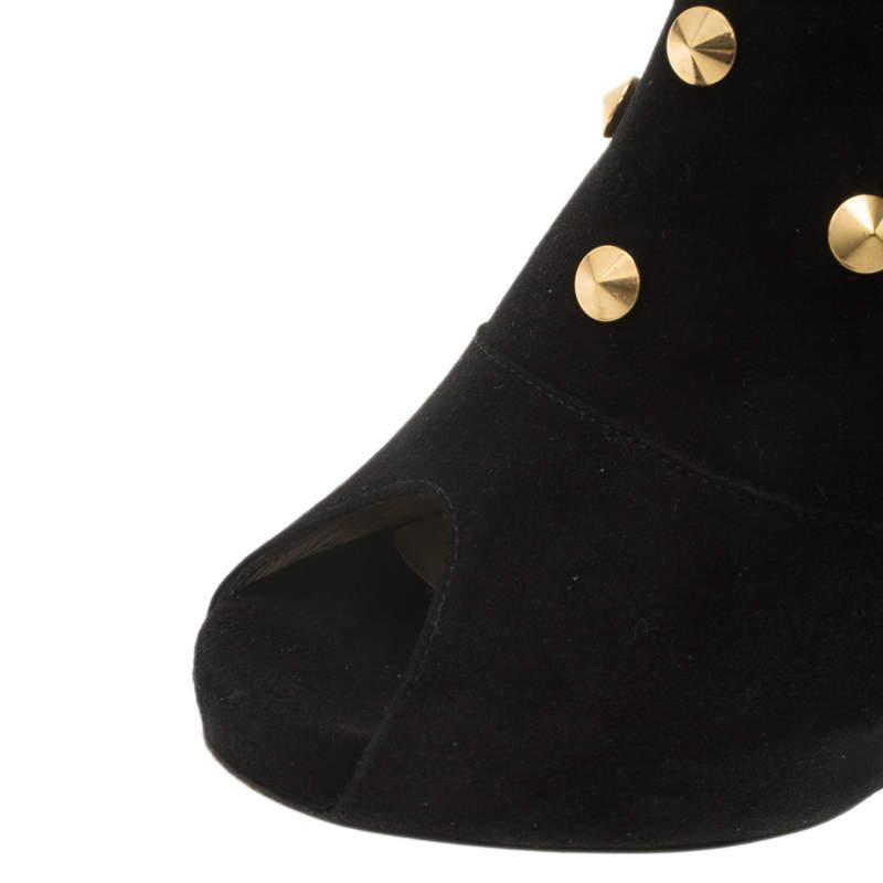 Fendi Black Studded Suede Platform Ankle Boots Size 37.5商品第9张图片规格展示
