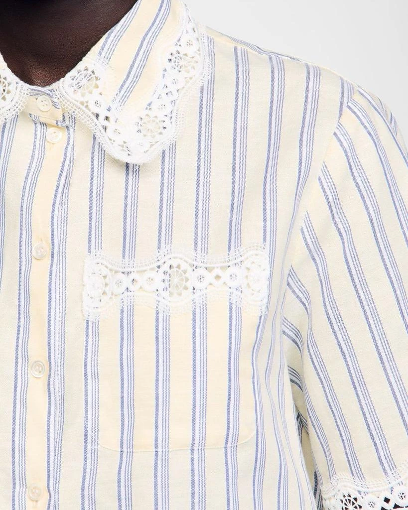 商品Sandro|Roselle Striped Lace-Trim Shirt,价格¥2413,第5张图片详细描述