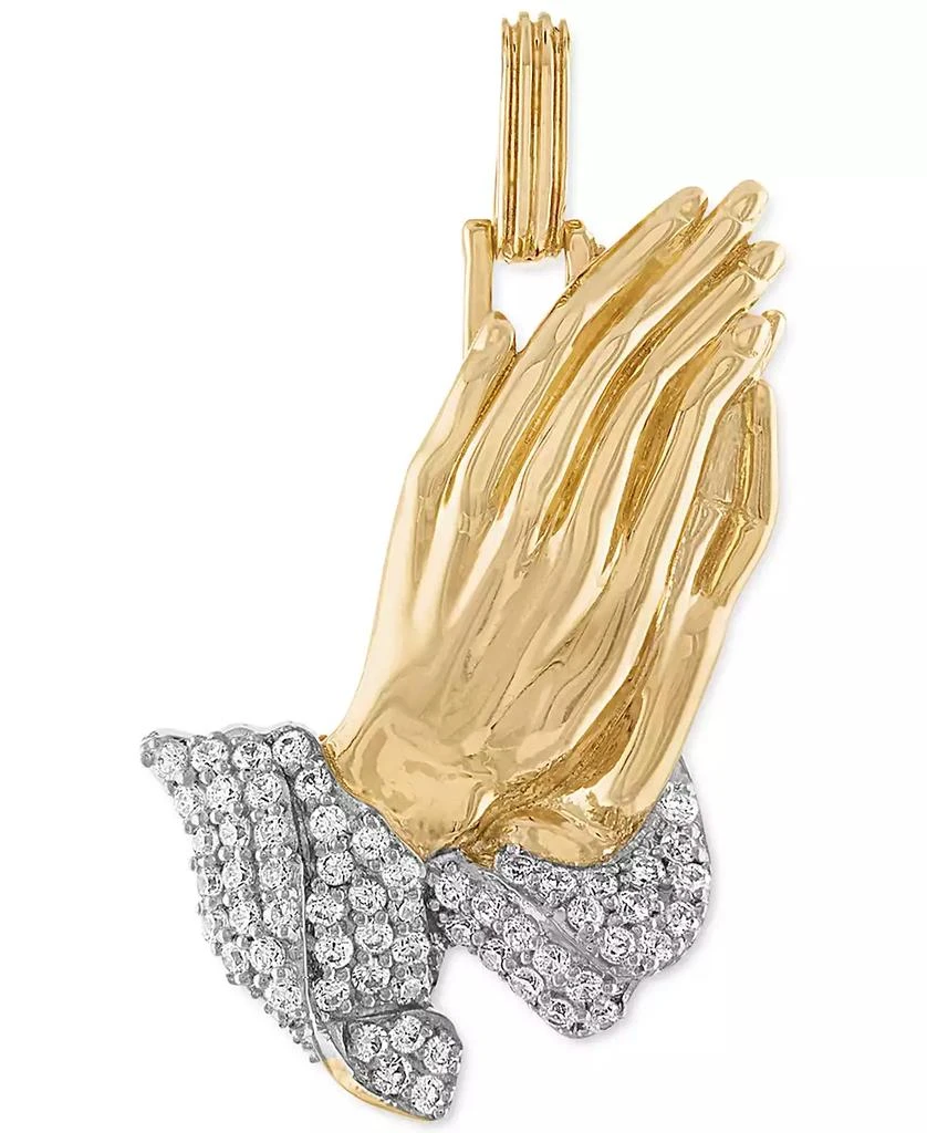 商品Esquire Men's Jewelry|Cubic Zirconia Two-Tone Praying Hands Pendant in Sterling Silver & 14k Gold-Plate, Created for Macy's,价格¥924,第1张图片