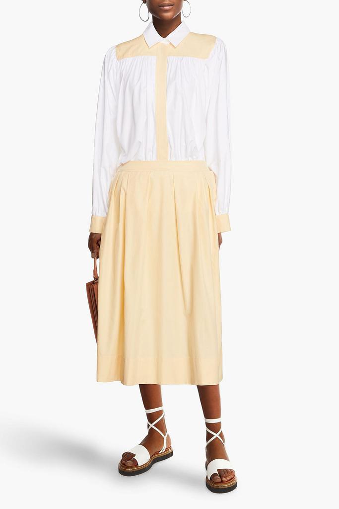 Pleated cotton-poplin midi shirt dress商品第4张图片规格展示