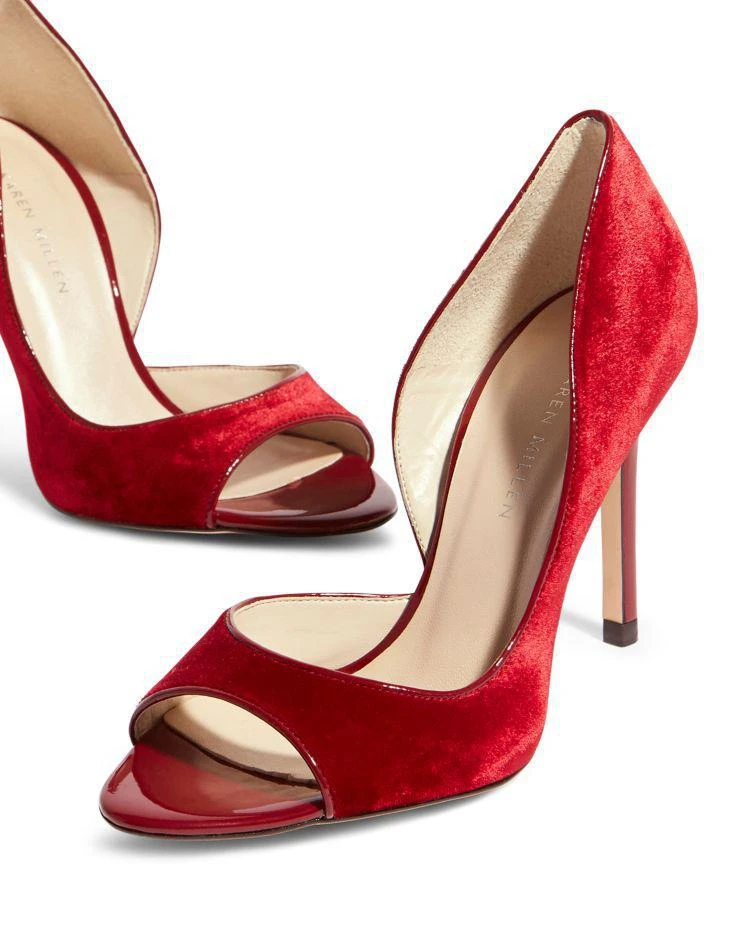 商品KAREN MILLEN|Women's Velvet Court Peep Toe Pumps,价格¥861,第4张图片详细描述