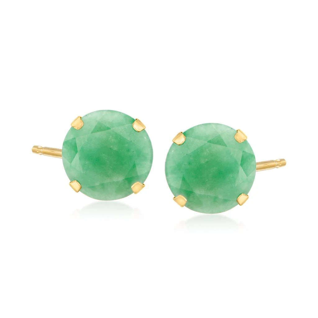 商品Ross-Simons|8mm Jade Martini Stud Earrings in 14kt Yellow Gold,价格¥1200,第1张图片